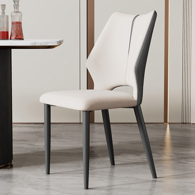 Zeitgenössischer Luxus Esszimmerstuhl aus quadratischem Mikrofaserleder und Karbonstahl mit Rückenlehne für das Esszimmer 