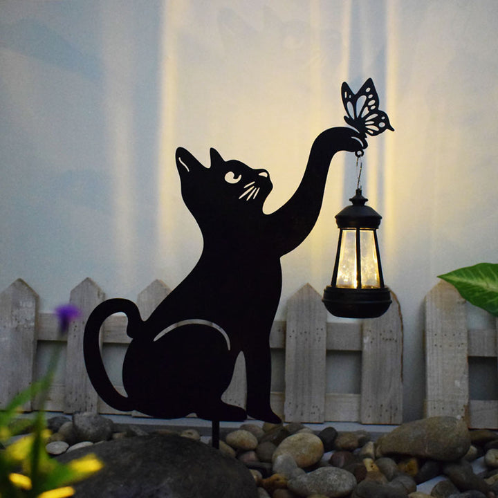 Moderne Art-Deco-Katze Eisen Kunststoff LED Outdoor Landschaft Licht für Garten 