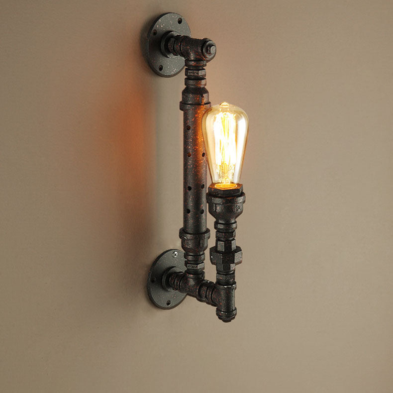 Traditionelle koloniale Wasserrohr-Wandleuchte aus Metall mit 1 Licht für Schlafzimmer 