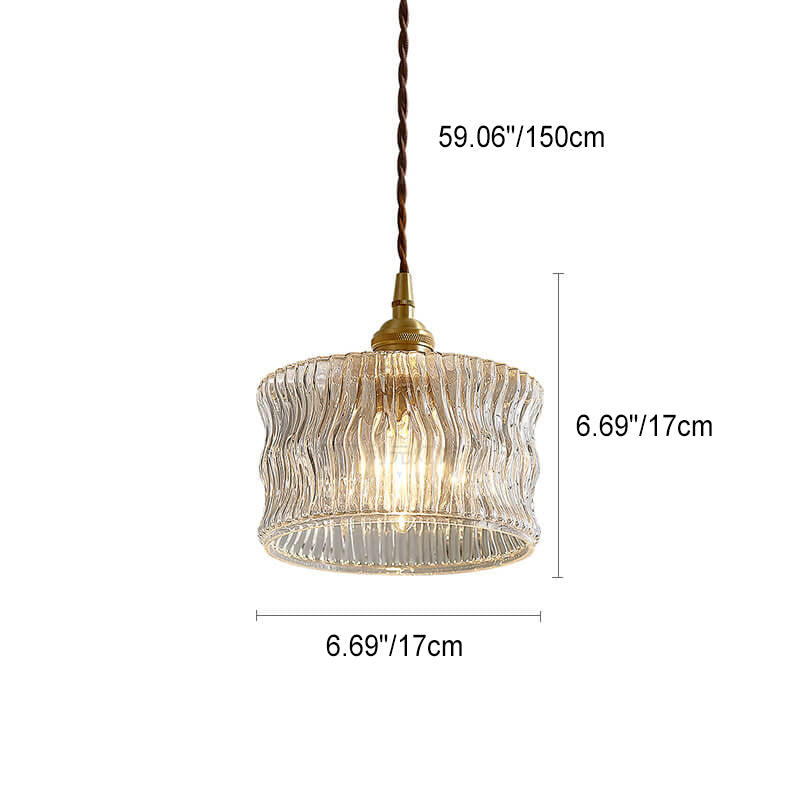 Moderne minimalistische Laterne geschnitztes Glas Kupfer 1-Licht Pendelleuchte 