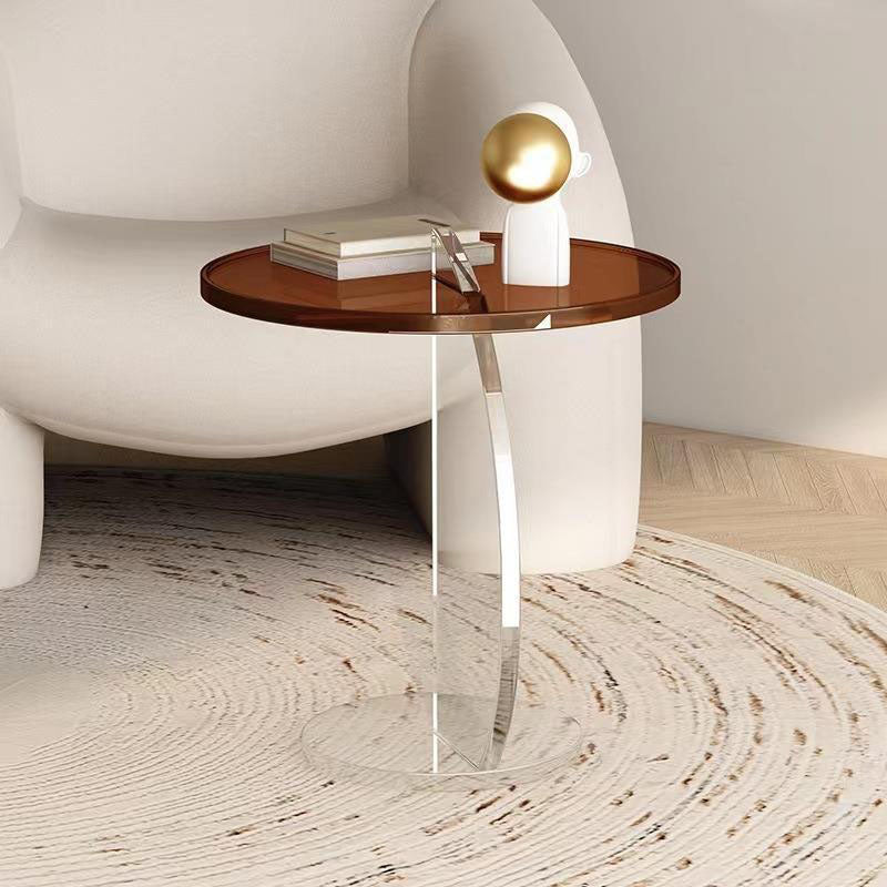 Table basse ronde semi-circulaire minimaliste moderne en plastique pour salon 