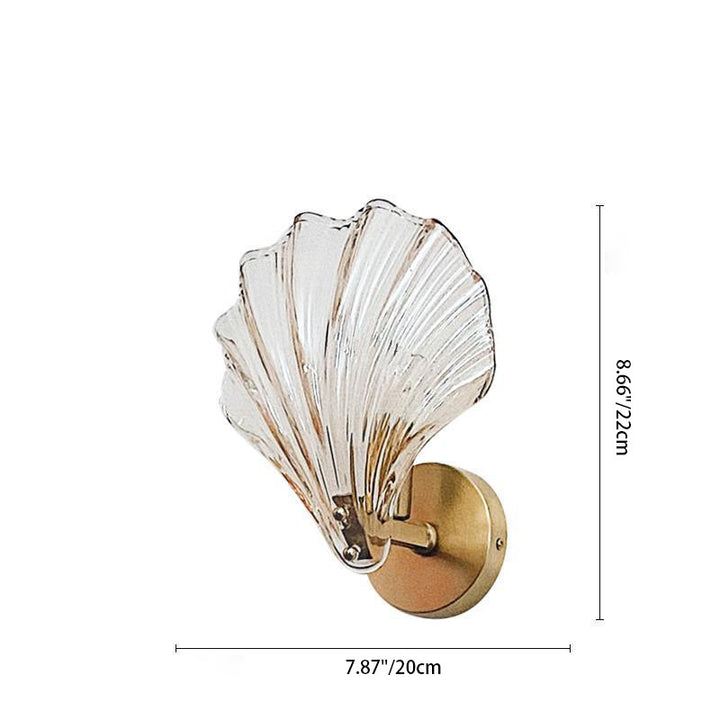 Contemporary Creative Shell All Copper Glass 1-Light Wall Sconce Lamp For Bedroom