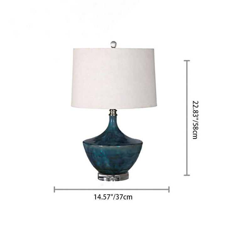Lámpara de Mesa de 1 Luz con Pantalla de Tela de Estilo Transicional Moderno y Base de Jarra de Cerámica para Estudio 