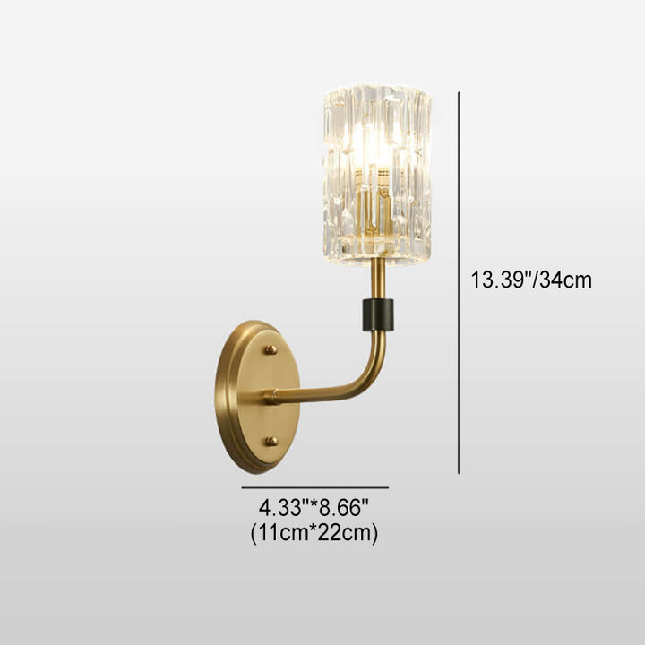 Modern Luxury Glass Cup Copper 1/2 Light Wall Sconce Lamp For Bedroom