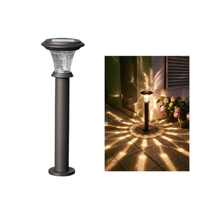 Modern Cylindrical Stainless Steel Glass Solar Outdoor LED Lawn Insert Landscape Light