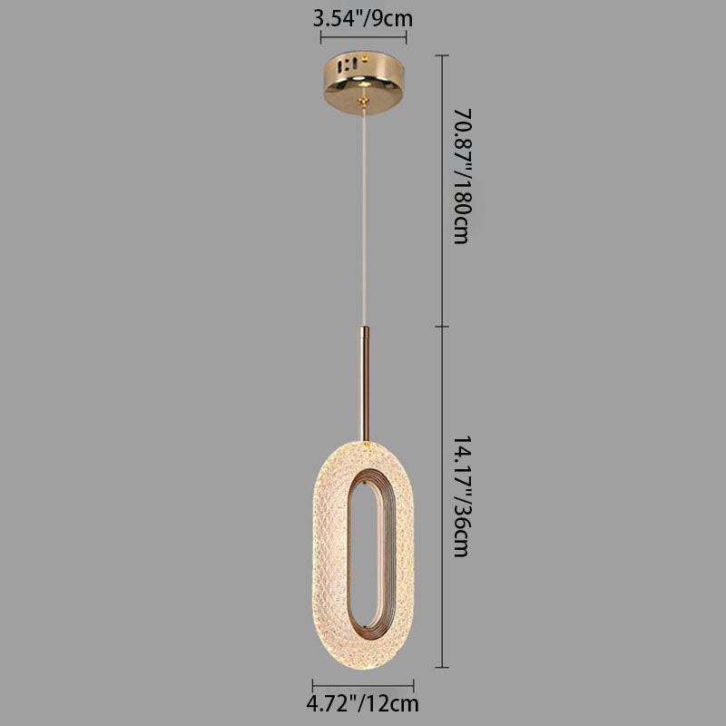 Zeitgenössischer Luxus Zinklegierung Acrylschirm Ovaler Ring LED Kronleuchter für das Wohnzimmer 
