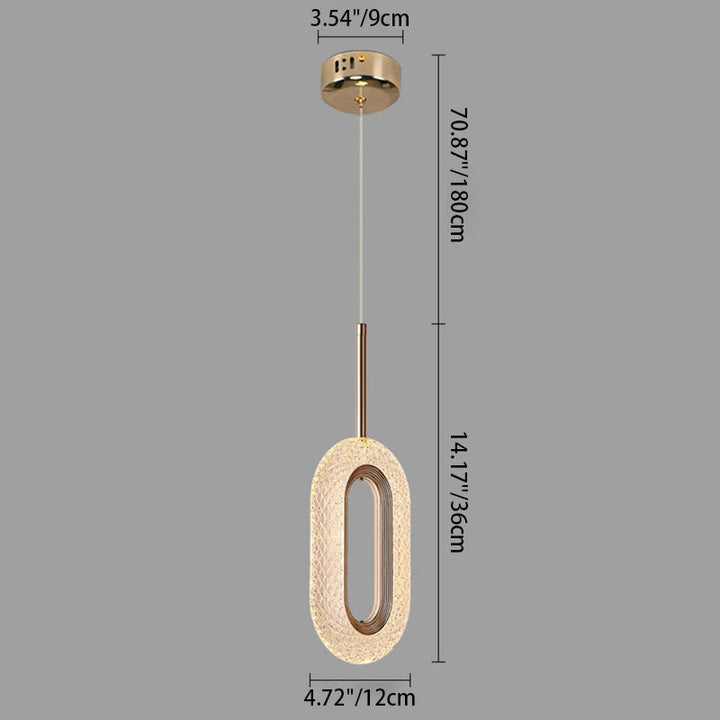 Zeitgenössischer Luxus Zinklegierung Acrylschirm Ovaler Ring LED Kronleuchter für das Wohnzimmer 