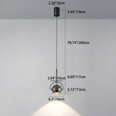 Luz colgante LED de vidrio de aluminio esférico giratorio minimalista moderno para dormitorio 