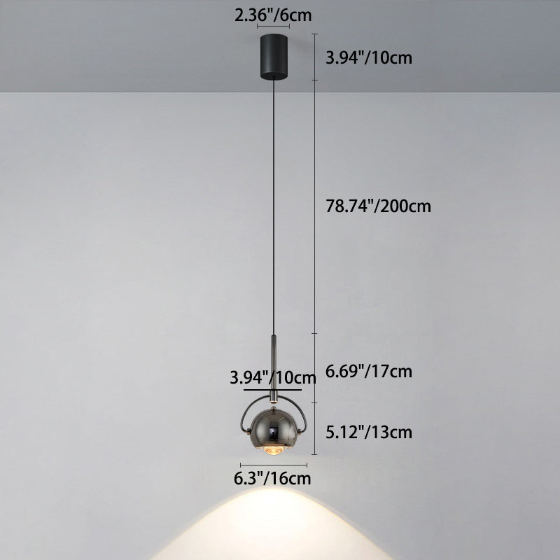 Luz colgante LED de vidrio de aluminio esférico giratorio minimalista moderno para dormitorio 