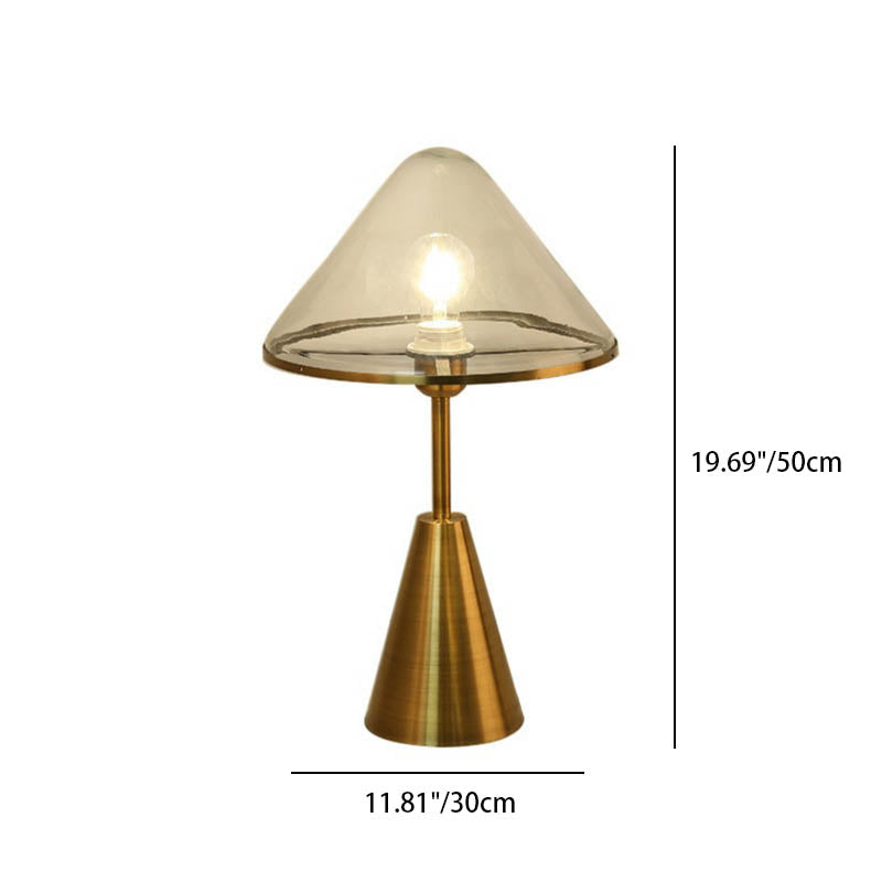 Lámpara de mesa de vidrio contemporánea escandinava con hardware triangular de 1 luz para dormitorio 
