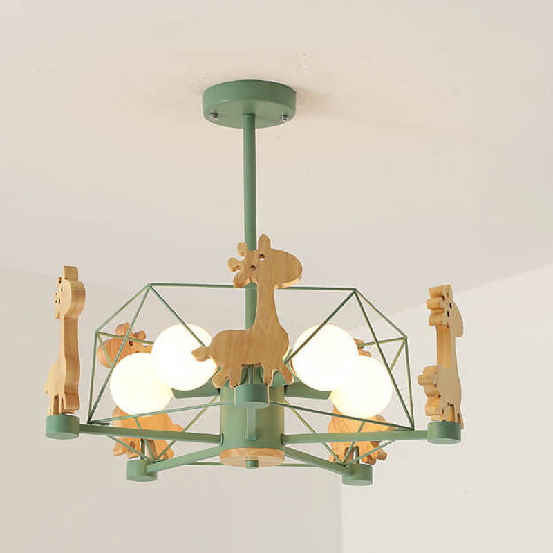 Skandinavischer moderner Kinder-Giraffen-Diamant-Pentagramm-Eisen-5-Licht-Insel-Kronleuchter 