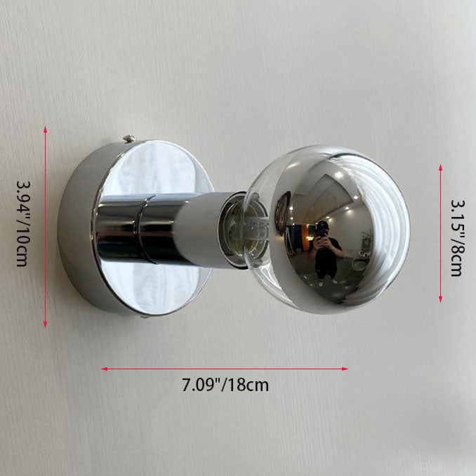 Modern Minimalist Electroplated Iron Spherical Glass 1-Light Wall Sconce Lamp