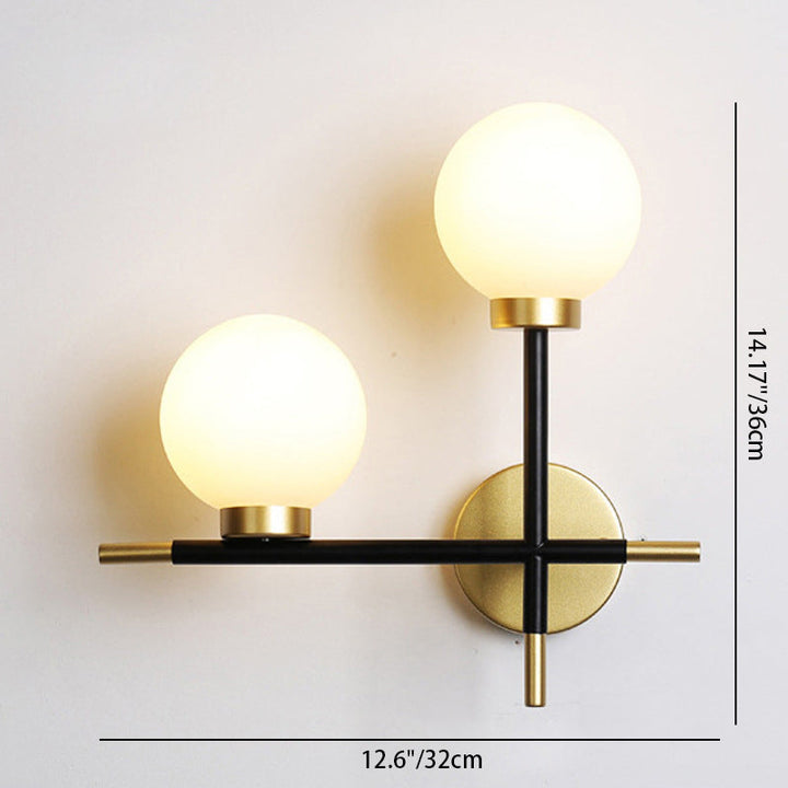 Zeitgenössische Einfachheit Eisen Magic Bean Molekularglas 2-Licht Wandleuchte Lampe für Wohnzimmer 