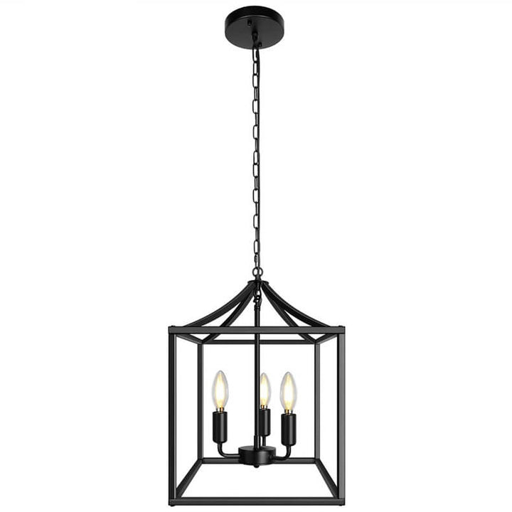 Rustikale Vintage Eisen quadratische Käfig Glas Kandelaber 3/4-Licht Kronleuchter 