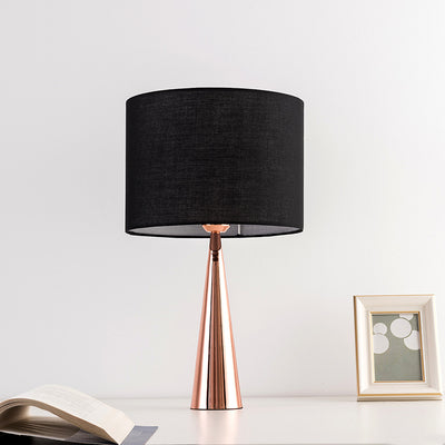 Lampe de table contemporaine scandinave à base conique en tissu noir 1 lumière pour bureau 