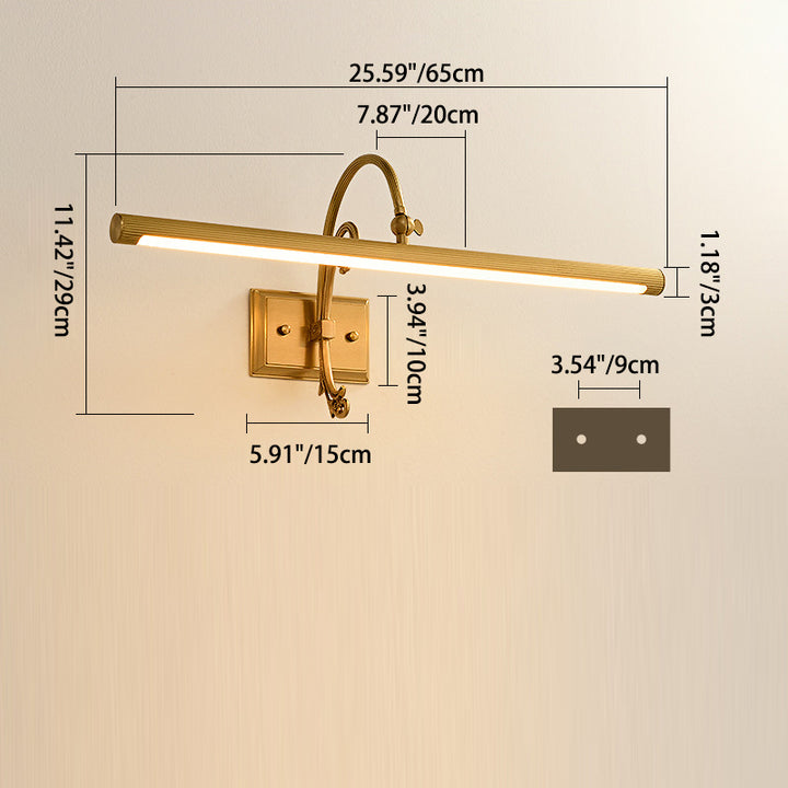Applique murale LED en cuivre linéaire moderne de style milieu du siècle pour chambre à coucher 