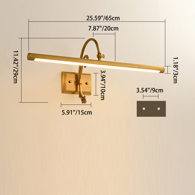 Moderne Mid-Century Linear All Copper LED Wandleuchte Lampe für Schlafzimmer 