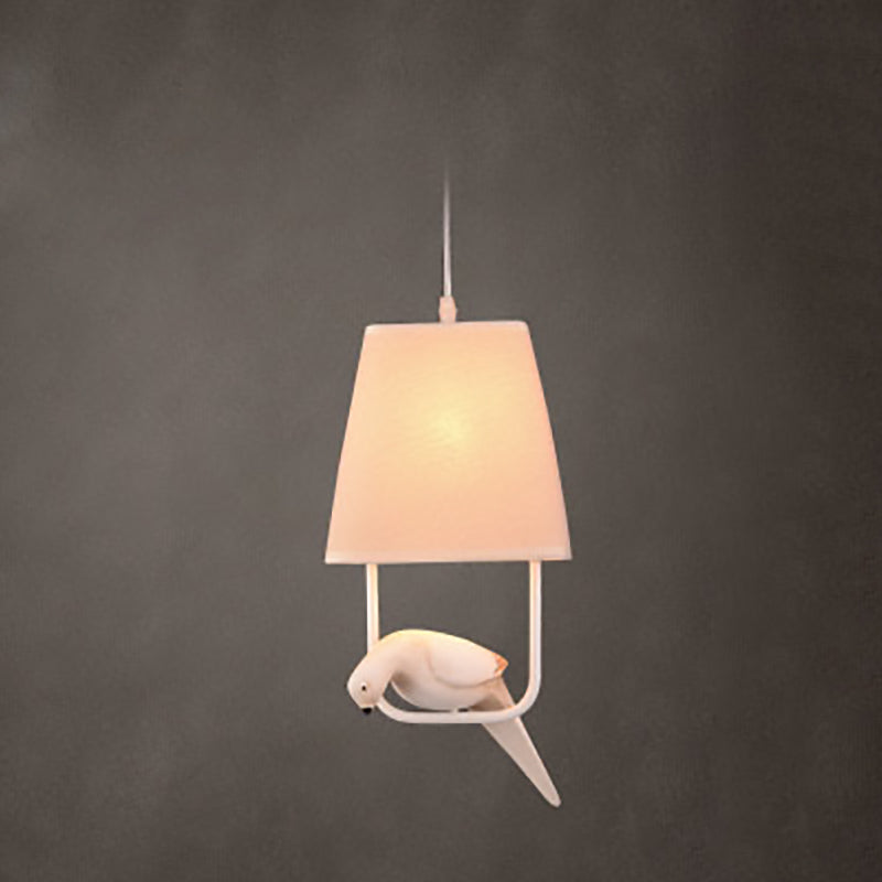Contemporary Scandinavian Bird Iron Burlap Resin 1/2 Light Chandelier For Bedroom