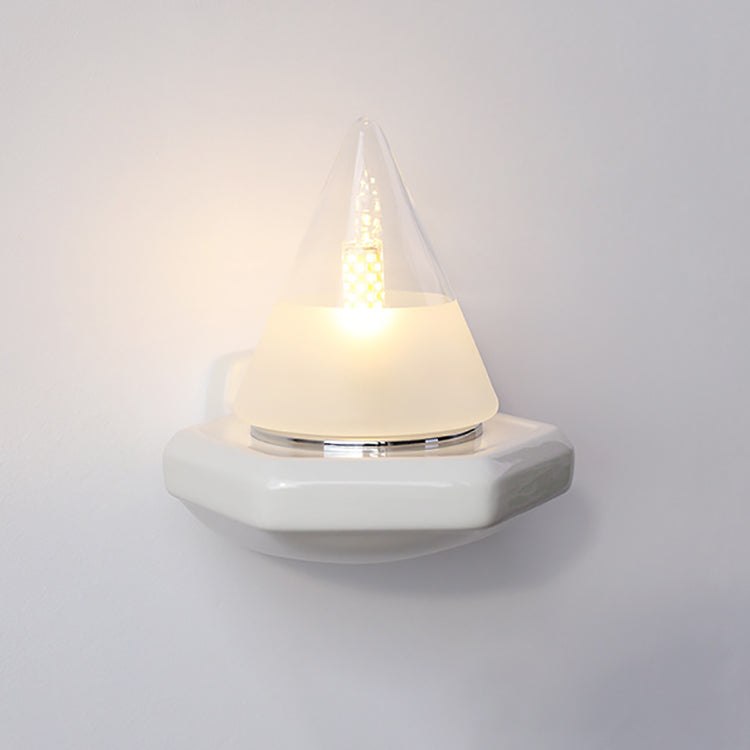 Traditional Vintage Conical Ceramic Glass Iron 1-Light Wall Sconce Lamp For Living Room