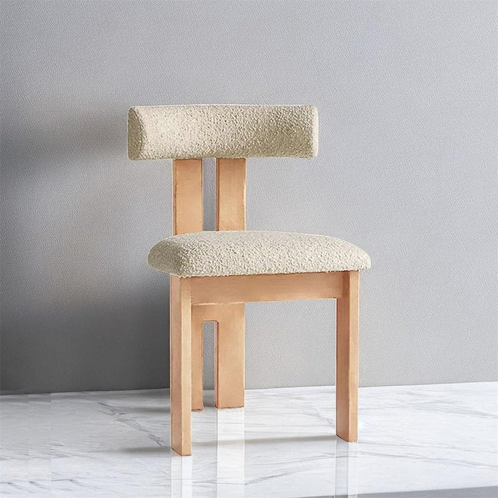 Chaise de salle à manger contemporaine scandinave semi-ronde en bois massif avec dossier en éponge à haute résilience en laine d&