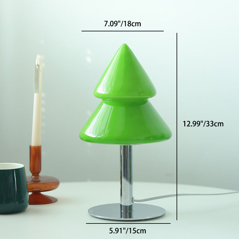 Modern Art Deco Iron Glass Christmas Tree LED Table Lamp For Bedroom
