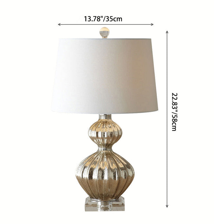 Lampe de table traditionnelle vintage en fibre de verre avec tissu en forme de gourde à 1 lumière pour chevet 