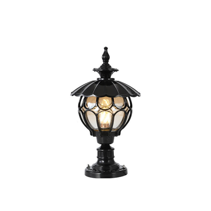 Traditional European Outdoor Round Column Head Light 1-Light Waterproof Garden Landscape Light For Garden