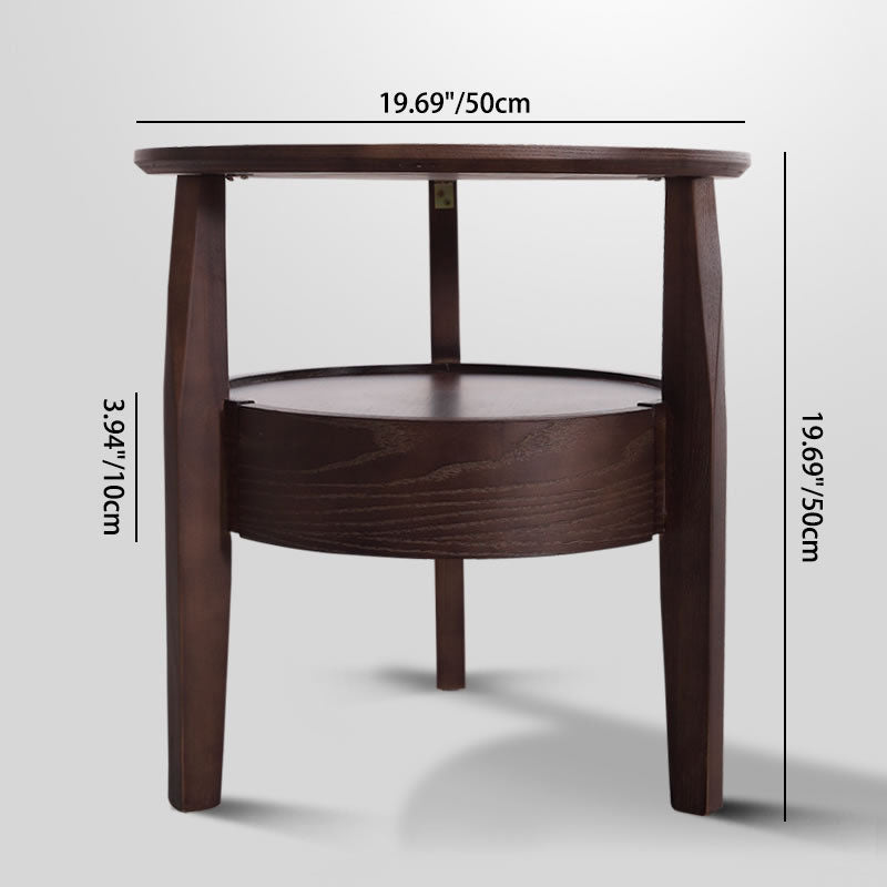 Table basse ronde en bois minimaliste moderne double pour salon 