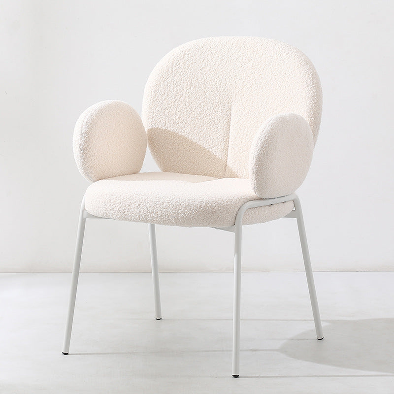 Tabouret de coiffeuse contemporain nordique en velours avec pieds en métal et dossier rond pour chambre 