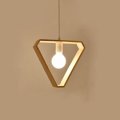 Moderne Einfachheit Holz Geometrische Form 1-Licht Pendelleuchte für das Wohnzimmer 