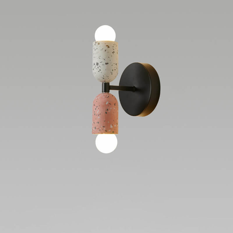 Japanische Wabi-Sabi Steinförmige Eisen-Zement 2-Licht Wandleuchte 