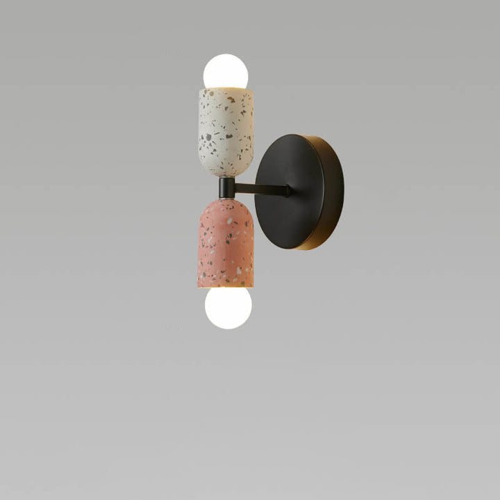 Japanische Wabi-Sabi Steinförmige Eisen-Zement 2-Licht Wandleuchte 