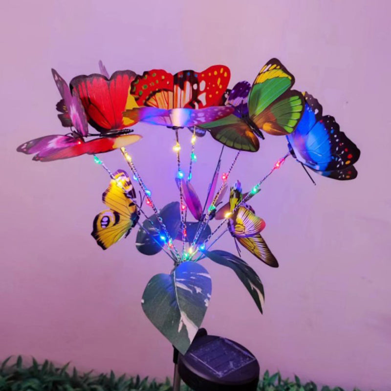 Moderne Art Deco Wasserdichte Solar PVC Edelstahl Schmetterling LED Landschaft Beleuchtung Außen Licht Für Garten 