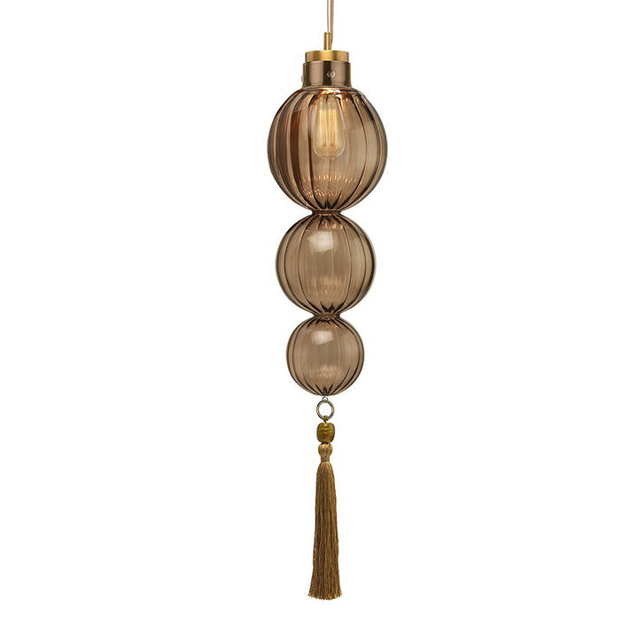 Traditionelle chinesische Pendelleuchte aus Eisen und Glas in Kürbisform mit 1 Flamme für das Wohnzimmer 