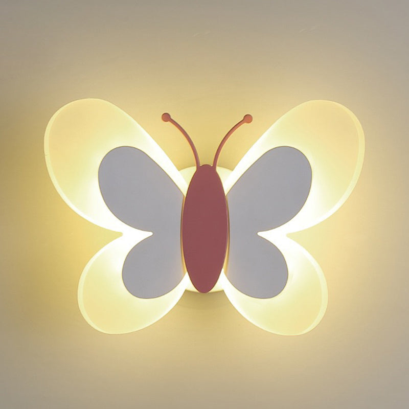 مصباح حائط LED من الحديد بتصميم فراشة أكريليك إبداعي معاصر لغرفة النوم 