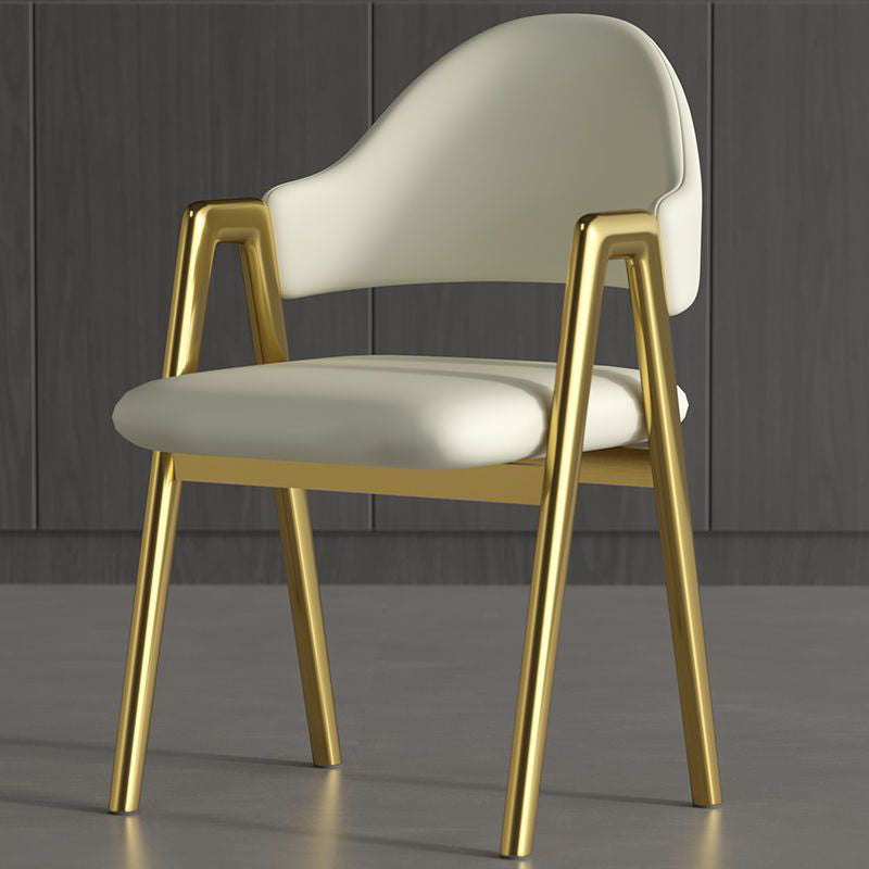 Silla de Comedor Contemporánea de Lujo Cuadrada Tapizada en Cuero con Respaldo y Reposabrazos para Comedor 