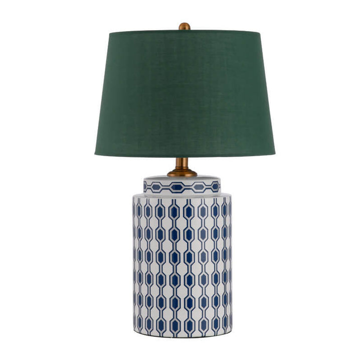 Lampe de table moderne en céramique cylindrique avec matériel en lin à 1 lumière 