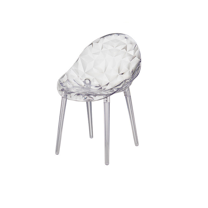 Moderner minimalistischer quadratischer Acrylstuhl mit vier Beinen und Rückenlehne für das Wohnzimmer 