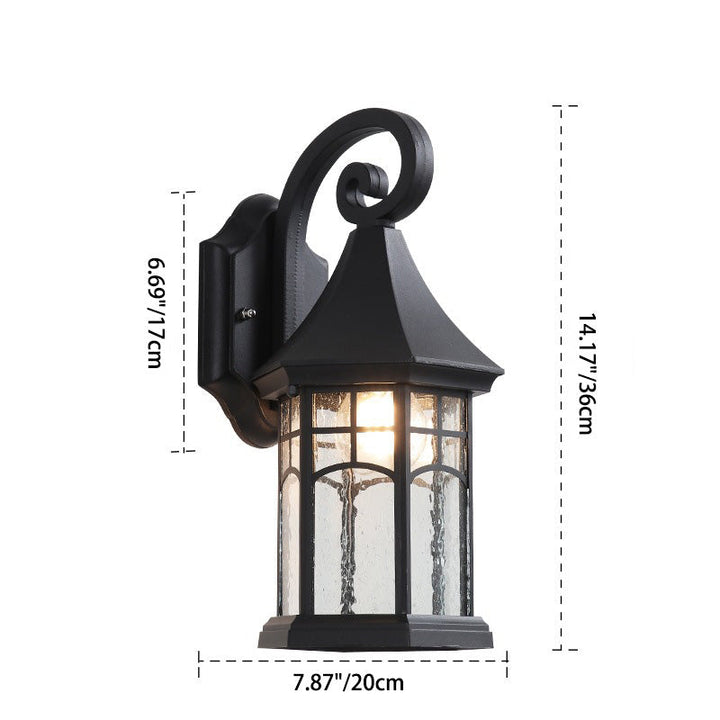 Lámpara de Aplique de Pared de 1 Luz con Prisma Cónico de Vidrio de Aluminio Impermeable Tradicional Europea para Jardín 