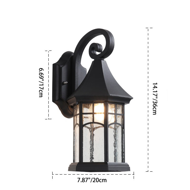 Traditionelle europäische wasserdichte Aluminiumglas konische Prisma 1-Licht Wandleuchte Lampe für Garten 