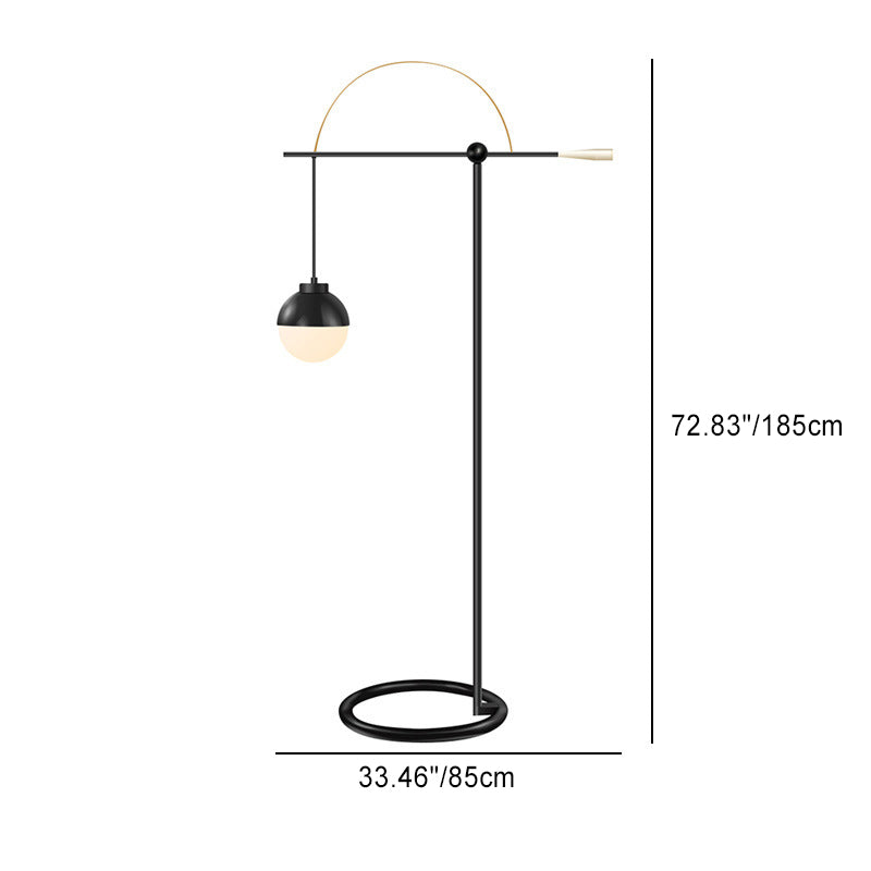 Zeitgenössische skandinavische Angelrute Eisenglas 1-Licht Stehlampe für Wohnzimmer 