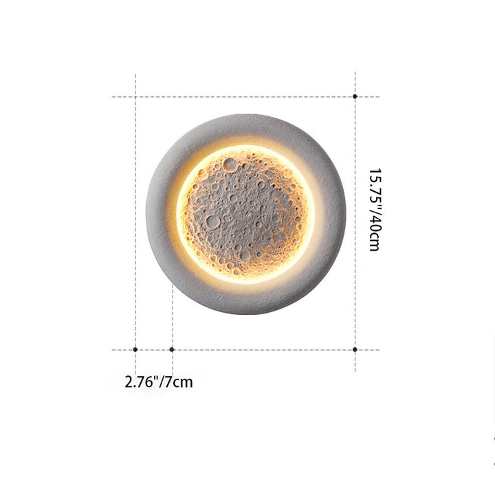 Traditional Chinese Concrete Imitation Moon Texture Shade LED Waterproof Wall Sconce Lamp For Hallway