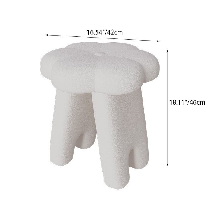 Modern Art Deco Floral Square Sherpa Fabric Wood Vanity Stool Backless Armless For Bedroom