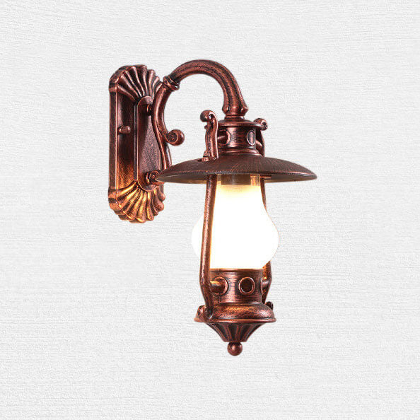 Lámpara de queroseno de aluminio retro industrial de 1 luz para exteriores, aplique de pared impermeable 