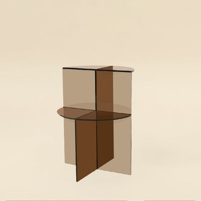 Table d'appoint semi-circulaire scandinave contemporaine en acrylique à 2 niveaux pour salon 