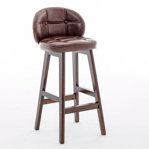 Moderner minimalistischer quadratischer Holz-Leder-Schaum-Barhocker mit vier Beinen und Rückenlehne für das Esszimmer 