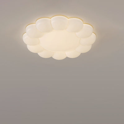 Plafonnier à LED en forme de fleur PE crème nordique contemporaine pour chambre à coucher 
