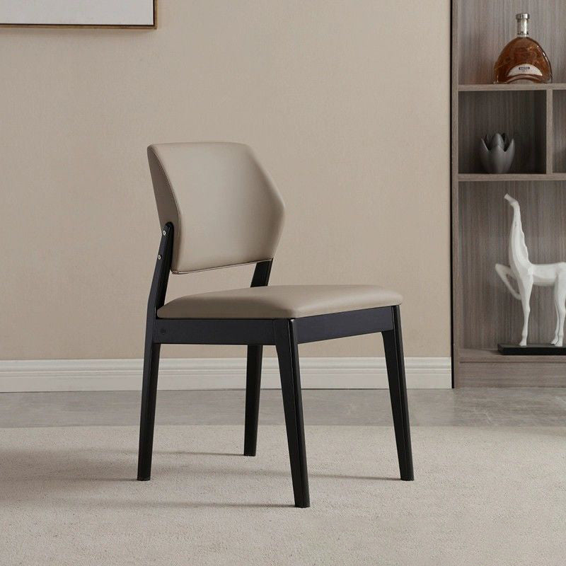 Chaise de salle à manger contemporaine nordique en similicuir rembourré avec dossier ouvert sans accoudoirs pour salle à manger 