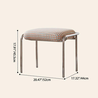 Tabouret de coiffeuse carré contemporain scandinave en coton et lin avec cadre en acier inoxydable sans dossier pour chambre 