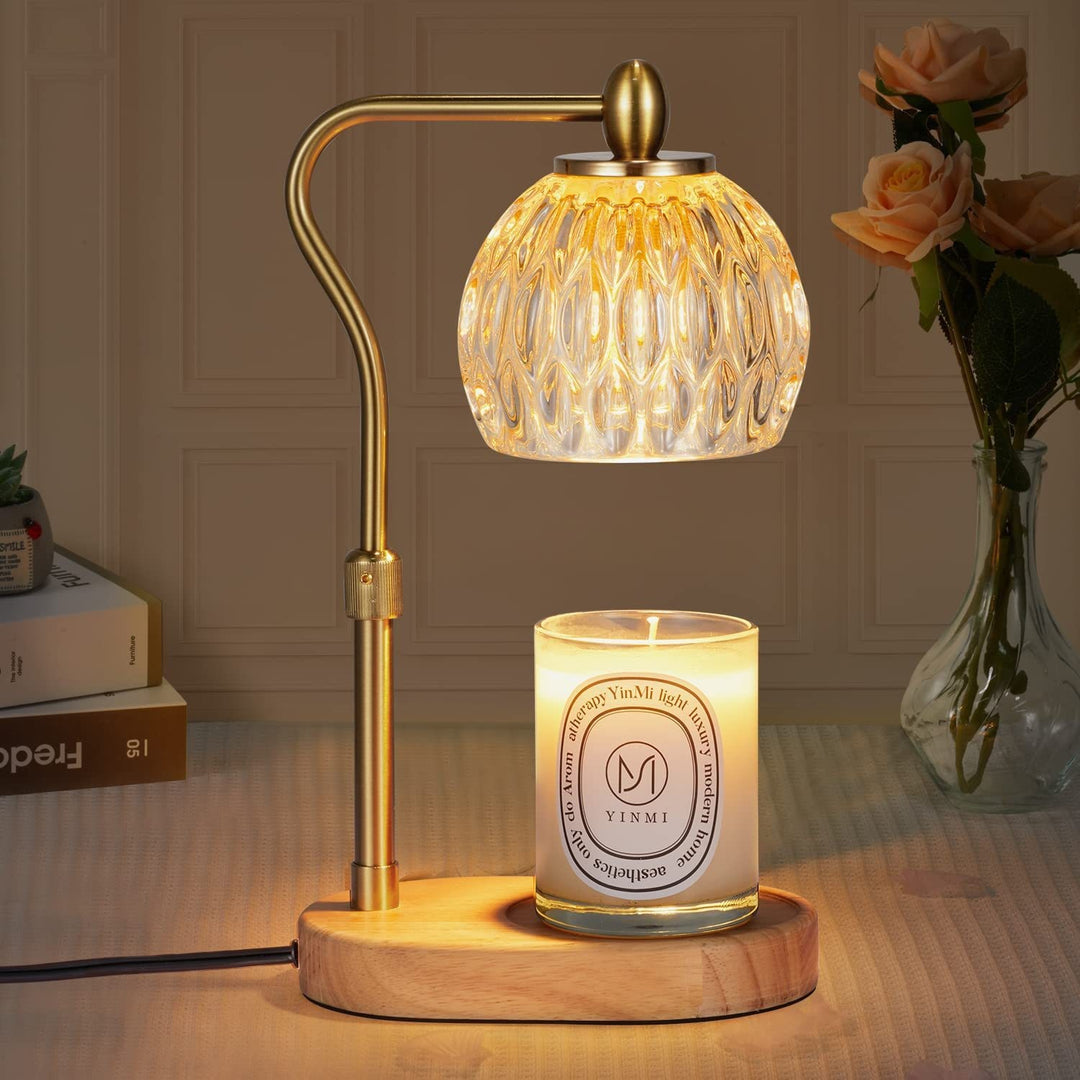 Modern Minimalist Round Glass Rubberwood Iron 1-Light Aroma Melted Wax Table Lamp For Bedroom